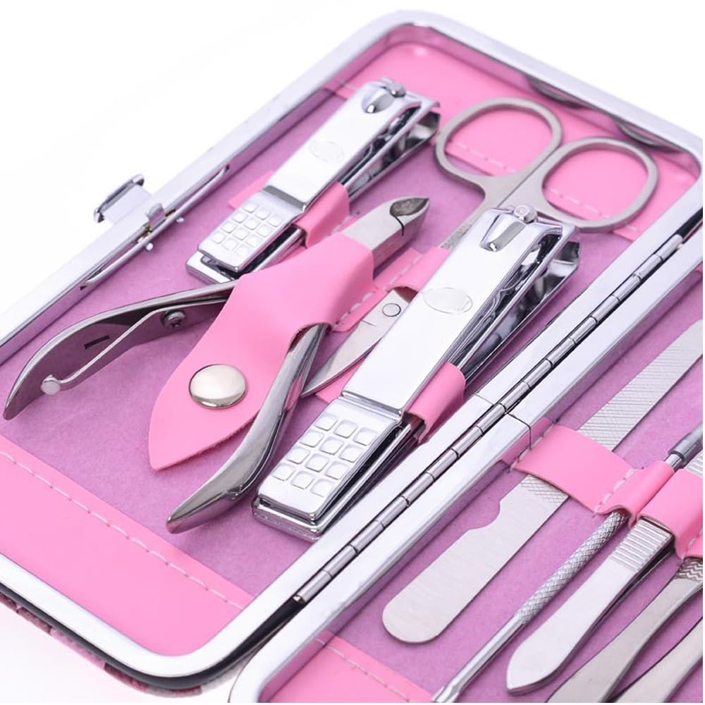 Zestaw obcinaczy do paznokci Zestaw do manicure podróżnego dla kobiet, zestaw obcinaczy do paznokci, profesjonalny zestaw do pielęgnacji z nożycami do paznokci i trymerem (12 sztuk) do stóp, obcinacz