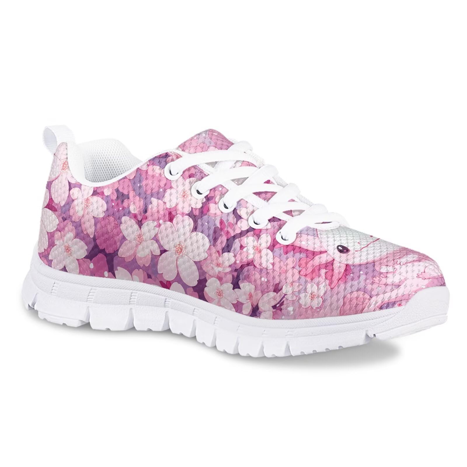 Gorweirop Kawaii Axolotl Sports Shoes Size 5 Girls School Shoes Cushioned Casual Sneakers for Party Outgoing Anti Skid Girls Volleyball Shoes for Child Tennis Bowling