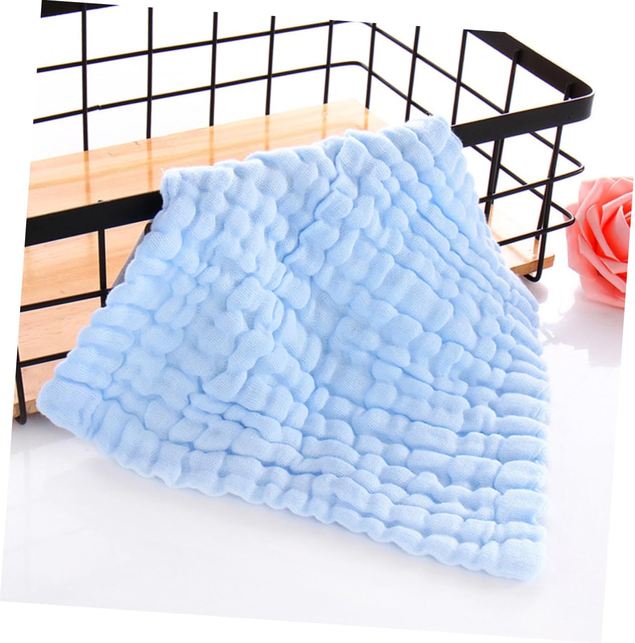 4Pcs Washcloths Soft Cotton Burp Cloths for Boy Girl Multi Purpose Saliva Towels Yellow White for Showers Parents and Everyday Use