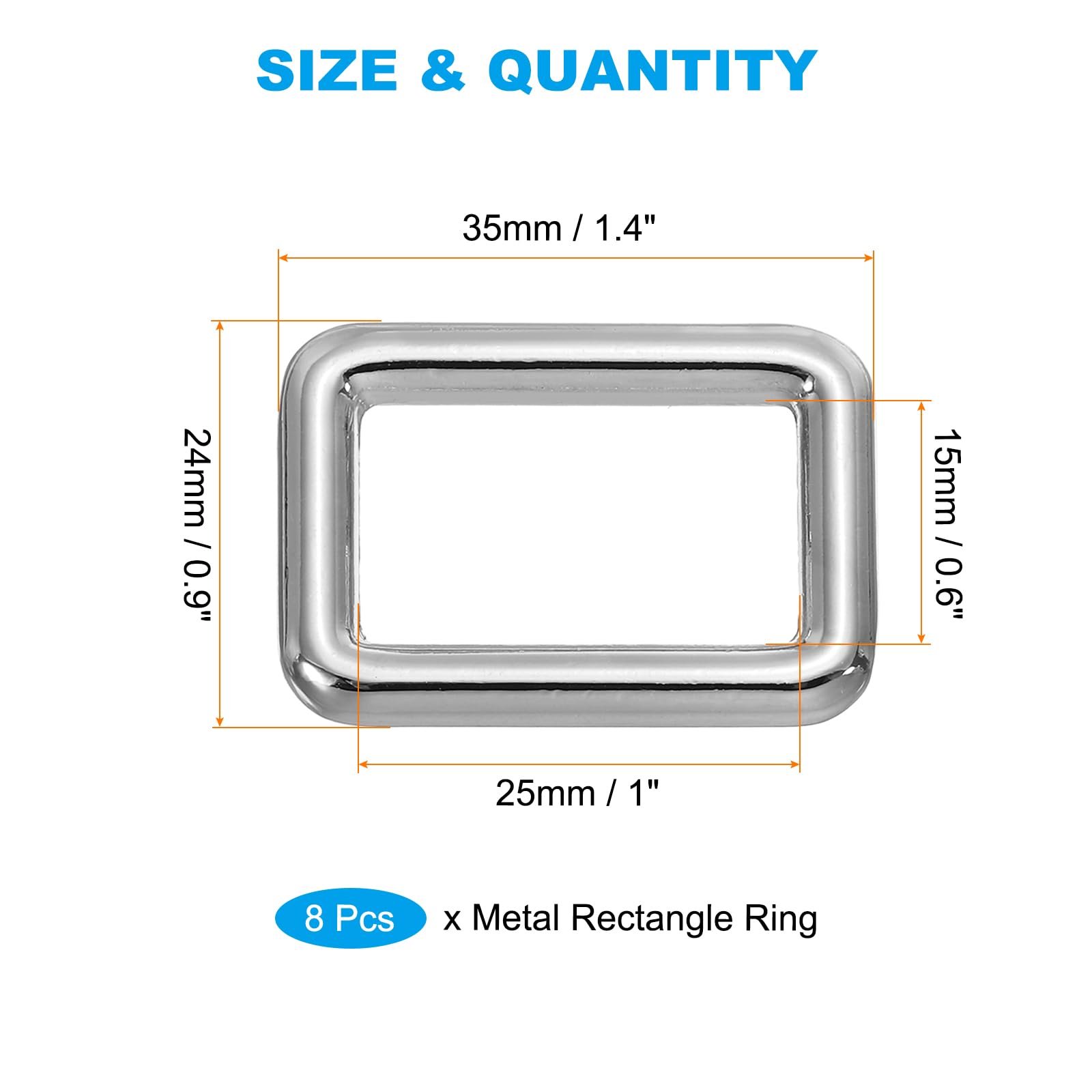 PATIKIL Flat Metal Rectangle Rings 1-1/4" / 32mm - Image 2