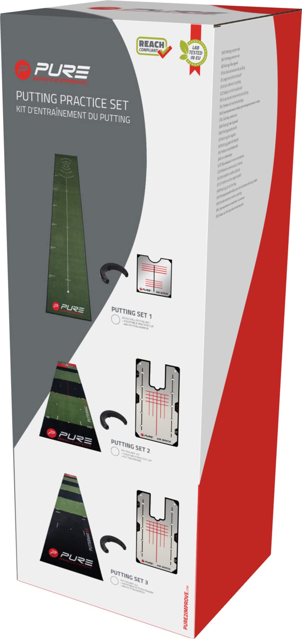 Pure2Improve Tapis de golf d'entraînement de qualité supérieure pour la maison ou le bureau Avec marquages pour les coups à 300, 250 et 150 cm Convient pour l'intérieur et l'extérieur