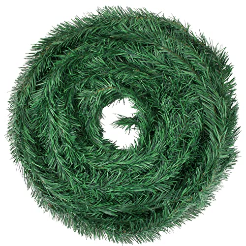 BOOMTOP 22m Decoración de Guirnalda, Guirnalda Oropel Navidad Decorativa Verde, Corona Navidad Guirnaldas Artificial para Decoración de Árbol Navideño Puerta Mesa Ventana Boda, 8cm de Ancho