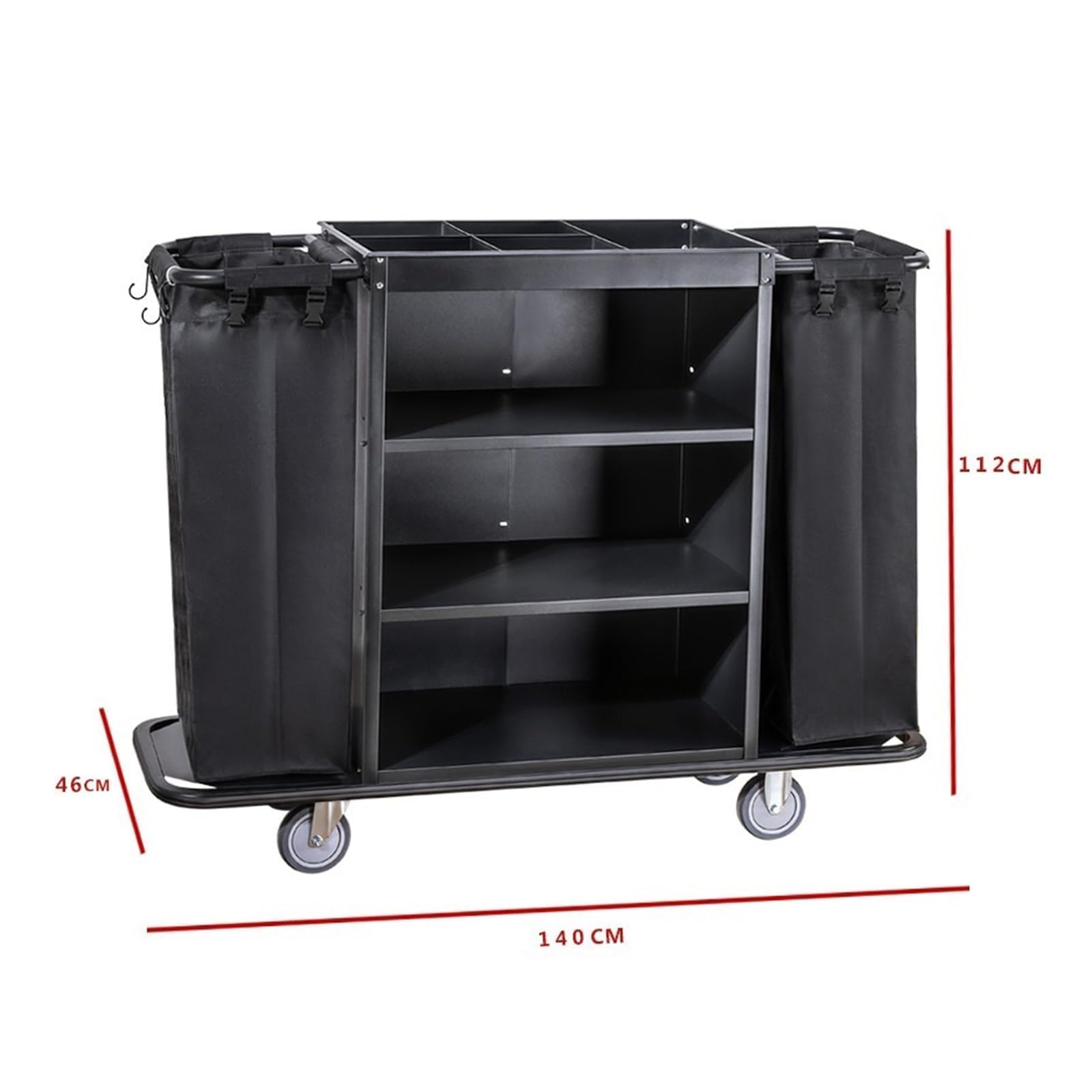 Housekeeping Cart, Multifunktionaler Reinigungswagen mit Stoffbeutel für Zimmerservice und Vorräte Lagerung, ideal für Hotelreinigungspersonal
