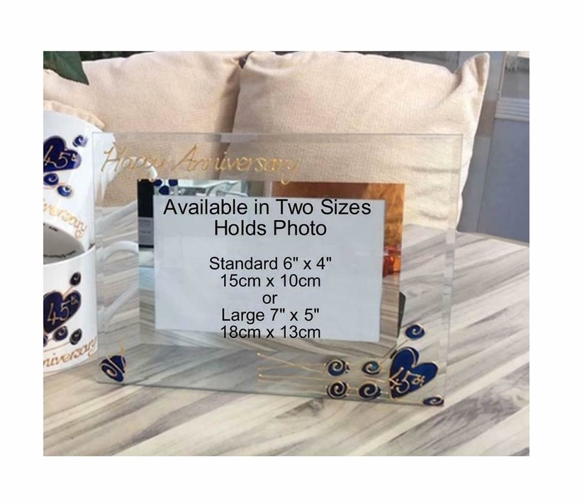 45th Anniversary Photo Frame: Land (Flower) (Sapphire Wedding Anniversary)