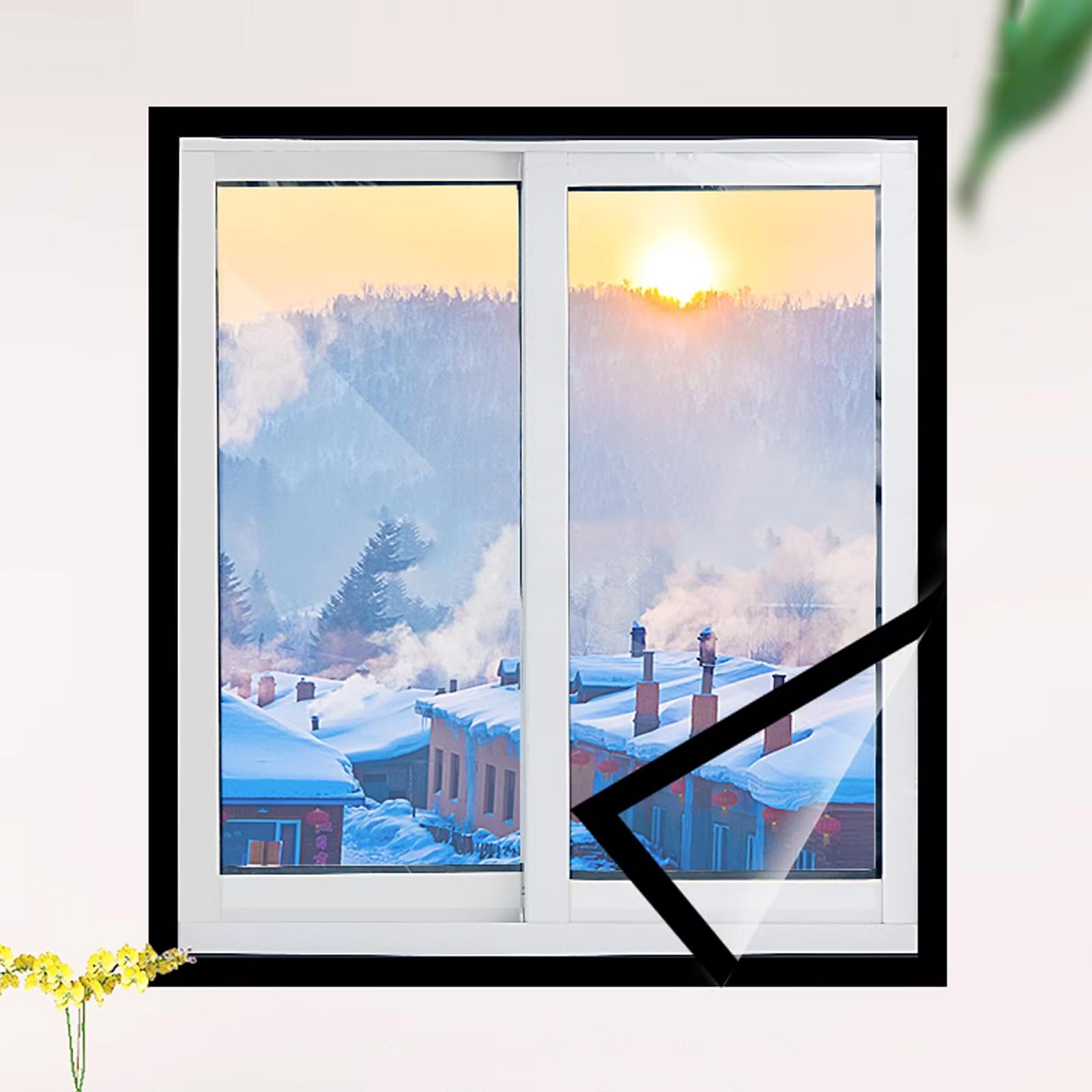KDDFNWindproof Window Insulation Film Kits,Waterproof Window Cold Protection Film,Transparent Insulating Foil,Plastic Window Wrap,Film Window Kit for Indoor,with Magic Tape (20""x87"")