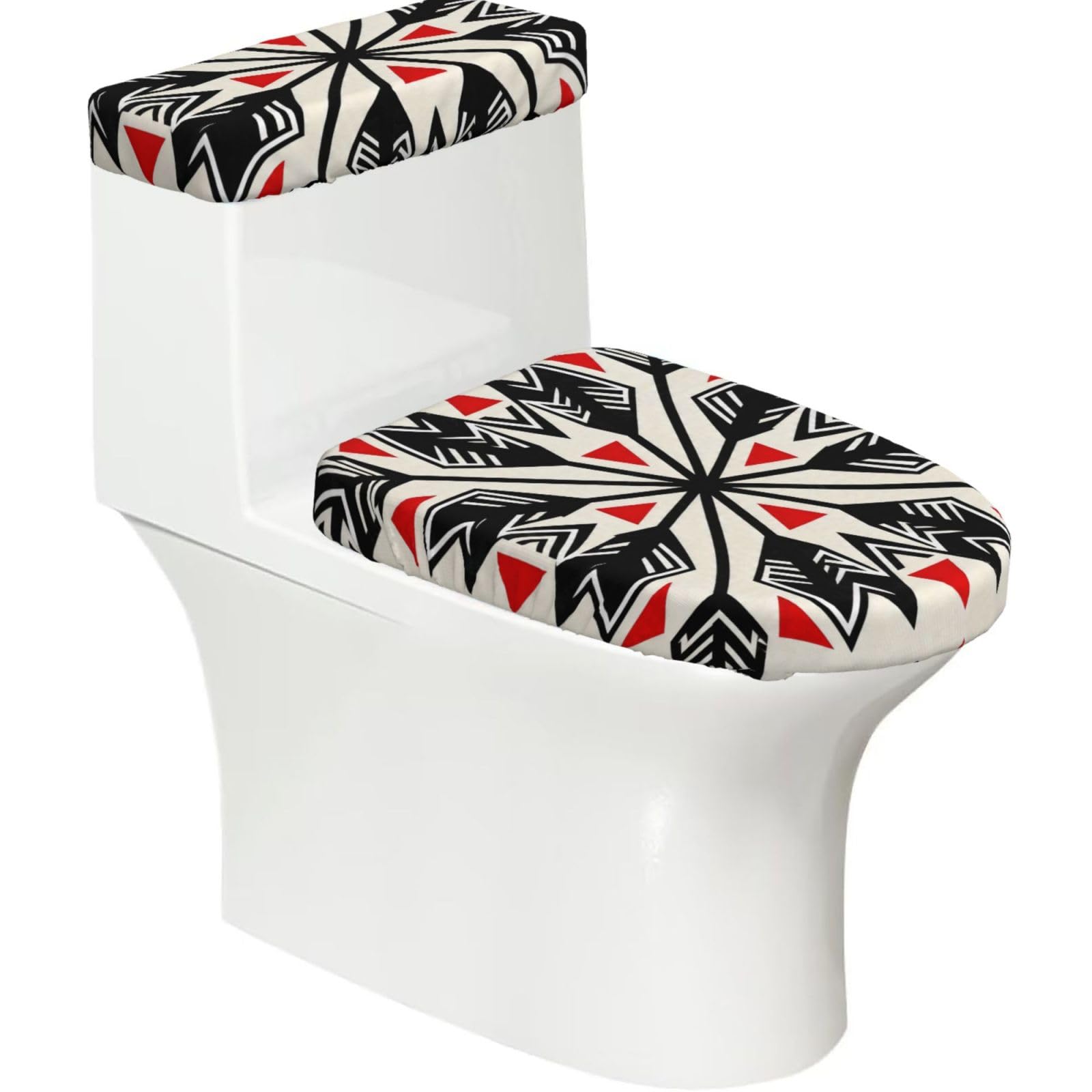 Cntdbu Black Arrow Tribal Stretchy Toilet Lid And Tank Cover Set-Soft Elastic Bathroom Decor For U Shape Oval