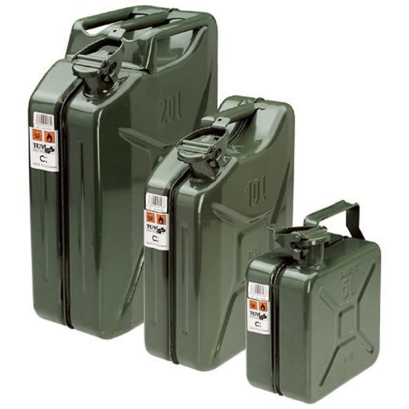 Mondo Viro Tanica in metallo verde RAL 6003 con certificazione UN: la soluzione perfetta per il trasporto di idrocarburi in tutta sicurezza (20 Litri)