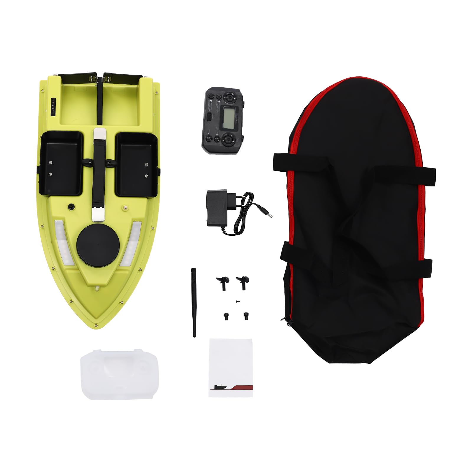 Bateau à appât de 500 m, avec télécommande et GPS, pour la pêche nocturne, 2 kg, pour réservoirs et lacs, vert