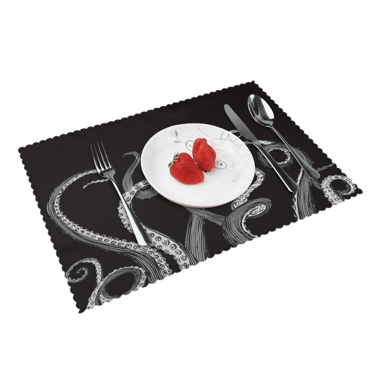 Octopus Tentacle Printed Placemats Set of 4 PCS Washable Placemat for Kitchen Table Heat-resistant Table Mats 45x30 CM