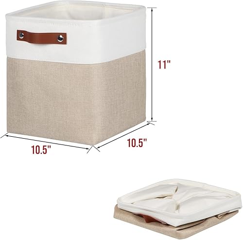 Miniatura 2 de Kntiwiwo Contenedores de almacenamiento en forma de cubo de 10.5 x 10.5 x 11 pulgadas, cestas de tela para almacenamiento con asas para estante