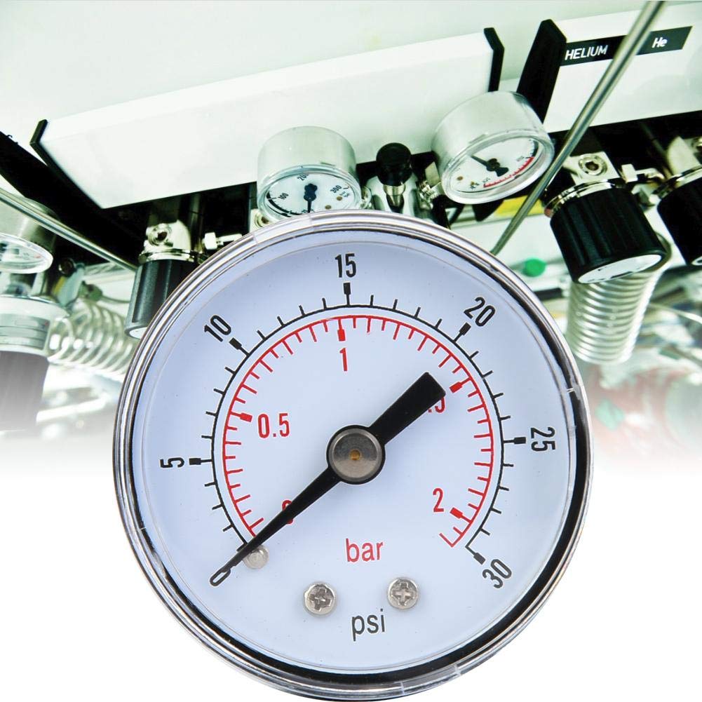 Mechanisches Manometer, 1/8 Zoll BSPT Axialmanometer für Luft, Öl und Wasser(0-30psi,0-2bar)