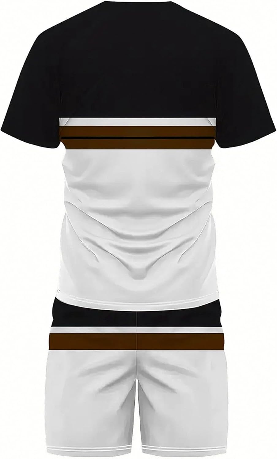 WDIRARA Men's 2 Piece Outfits Anchor Print Striped Tracksuits Short Sleeve T Shirt and Drawstring Shorts Sets