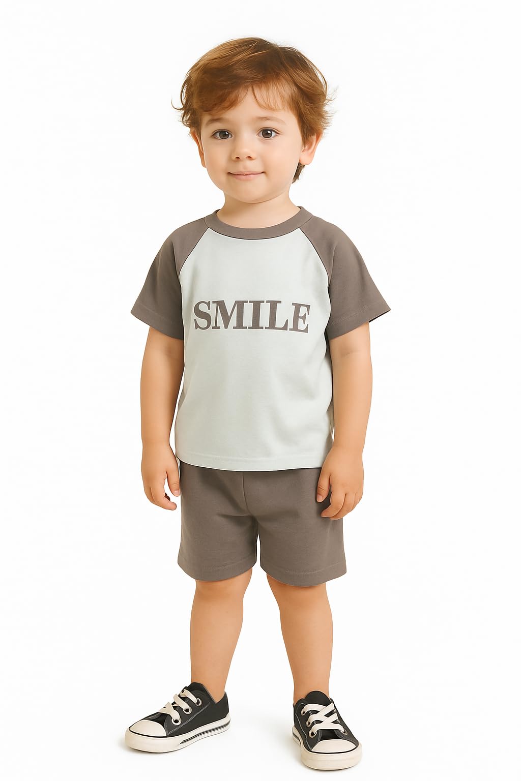Kids Colorblock Half Sleeve Polyester T-shirt Shorts Summer Clothing Set for Infant Toddler Baby Boy Girl-image-0