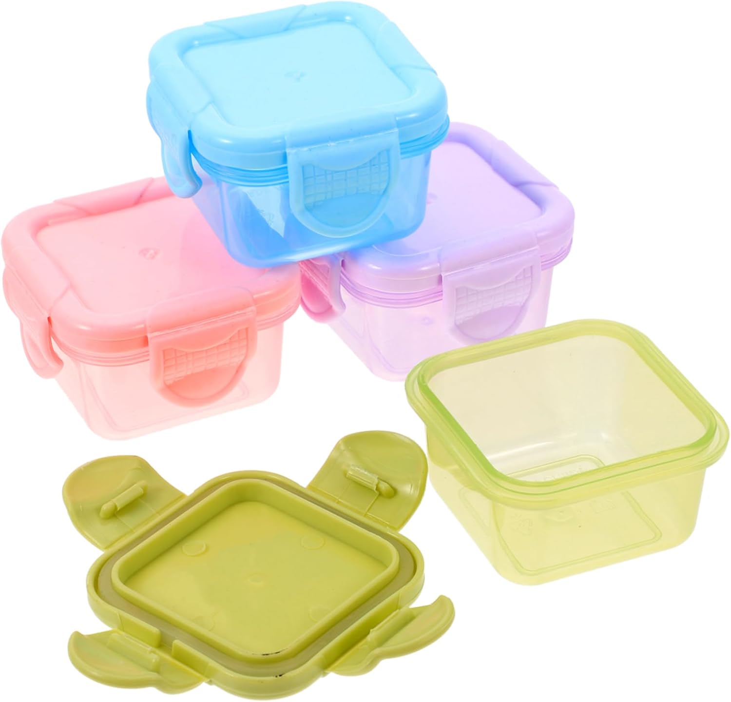 Mikinona 4pcs Mini Food Preservation Boxes for Sauces Vegetables Compact Portable Storage Containers Leakproof and Sealed Design for Lunch Travel Fridge Organization