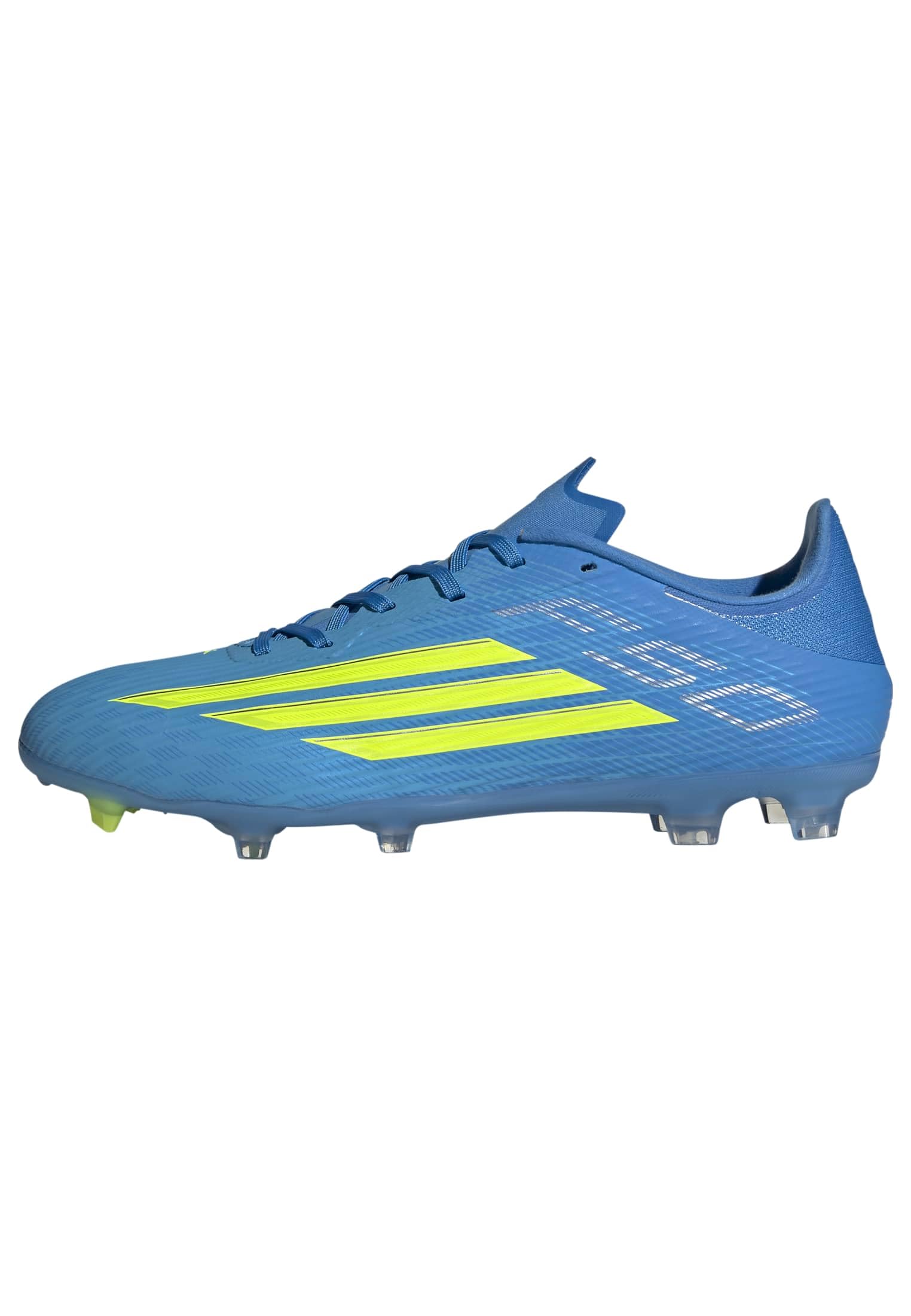 adidas Unisex F50 League Firm Ground/Multi Ground Football Boots, Lucid Ray Blue/Team Solar Yellow 2/Lucid Aquamarine, 10.5 UK