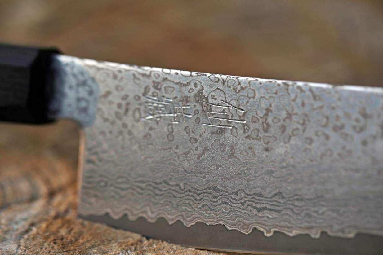 Suncraft VG-10 Black Damascus & Couteau de cuisine & Damas Couteaux de Chef 80 mm & Professionnel Japon Acier 67 couches avec manche en Pakkawood
