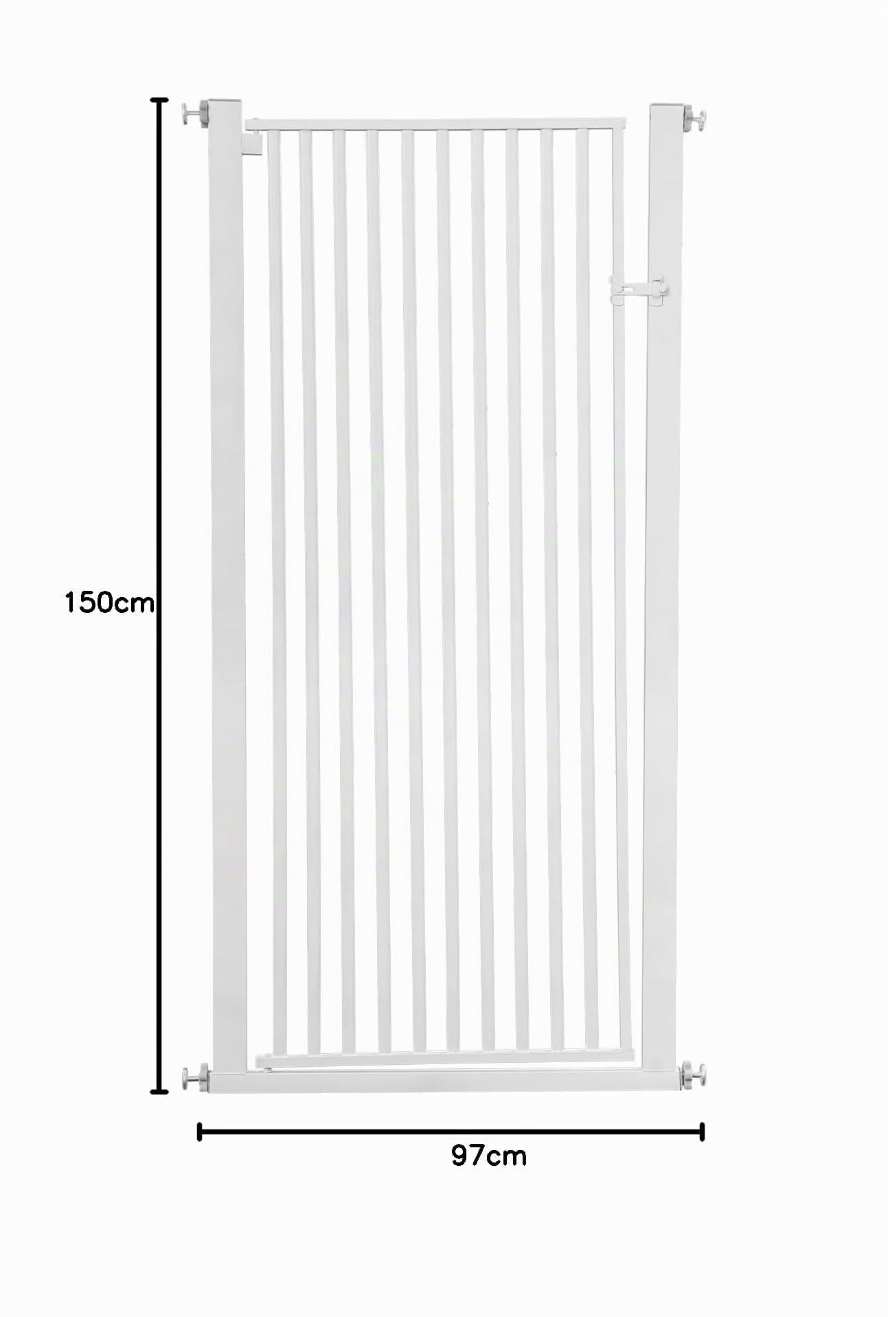 Haustiergitter Extra Hoch 150cm, Treppenschutzgitter ohne Bohren Breite 90-97cm, Automatische Schließung Sicherheits-Haustiergitter, Stababstand 3.5cm, 270° bidirektional, für Treppen/Türen