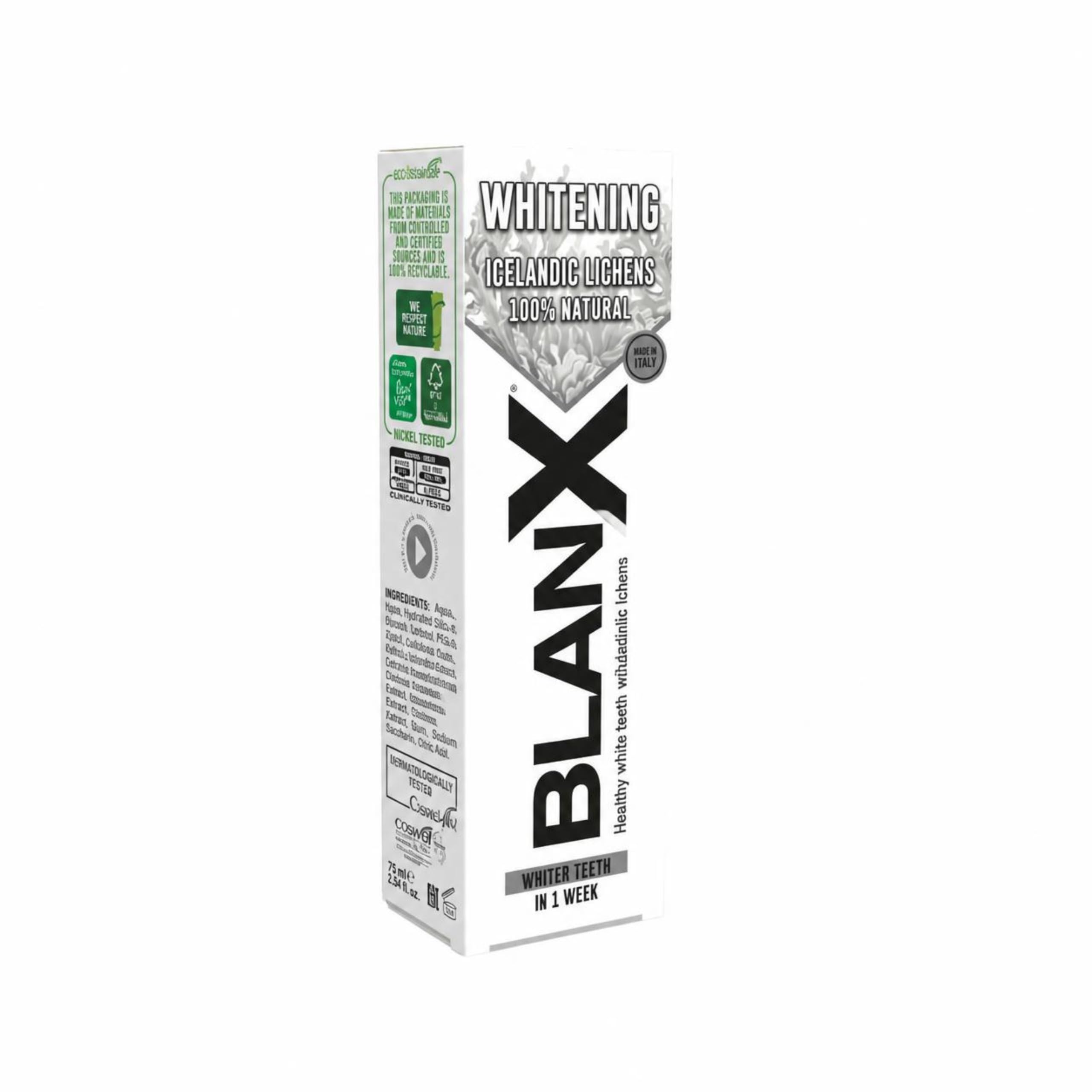 Blanx Blanx: Whitening Toothpaste With Arctic Lichens * 2.54 Fluid Ounces (75Ml) Tube * [ Italian Import ]