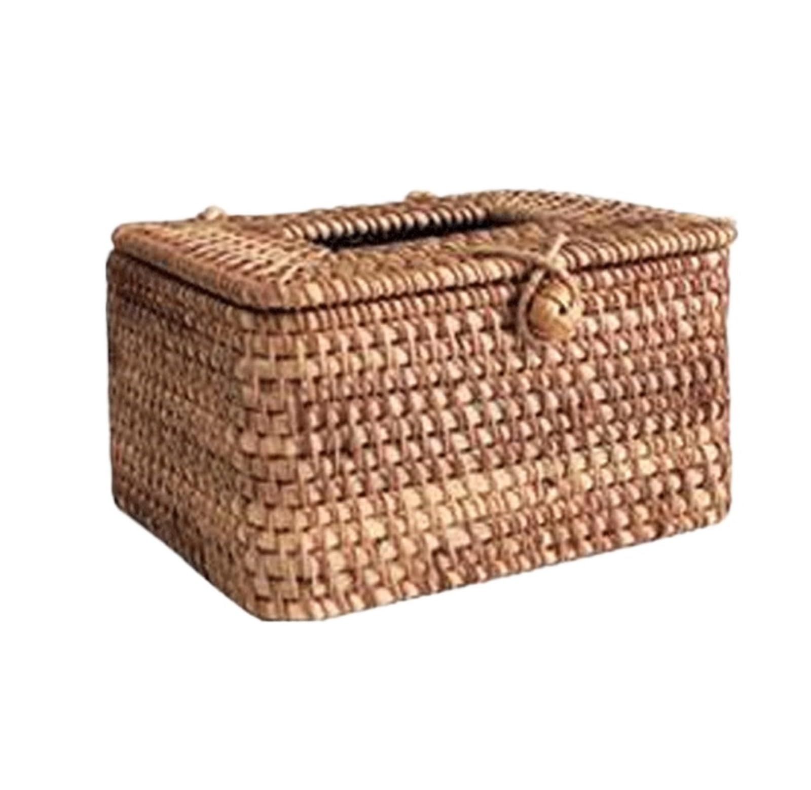 Hand Woven Holder Rattan Tissue Box Home Decoration Handmade Desktop For Barthroom,Hotel And Office(Style 1)