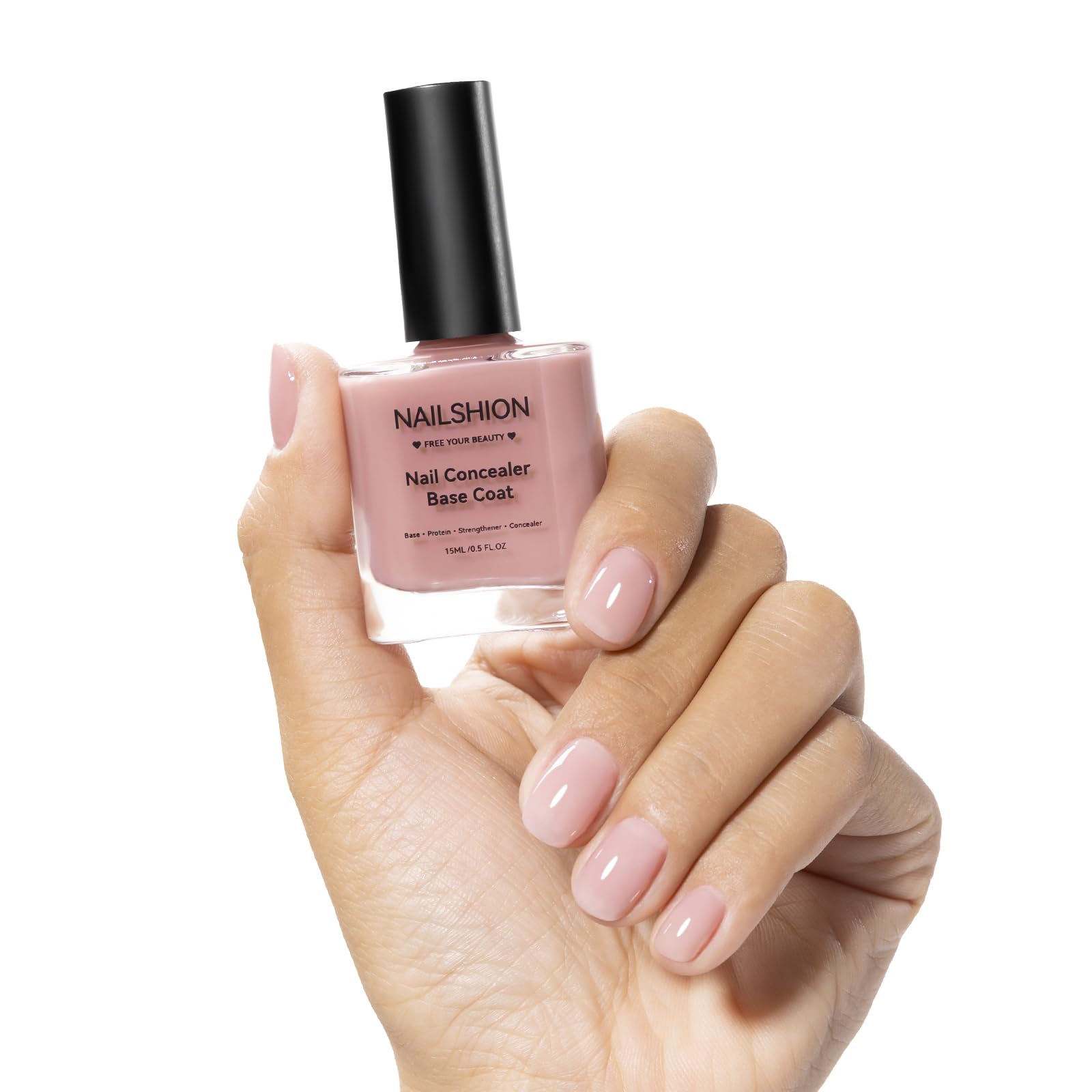 Illuminating Nail Concealer 4-in-1 Base Coat Ridge Filler Sheer Nail Polish Strengthener for Discolored or Damged Yellowing Nails