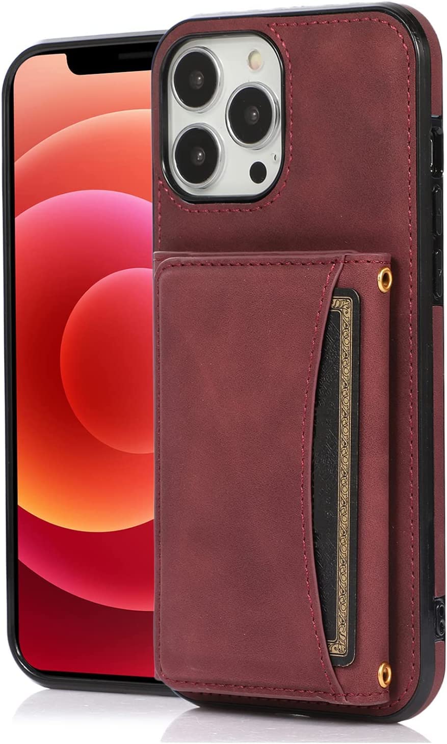 Étui portefeuille iPhone 14 antichoc à double fermoir magnétique puissant
