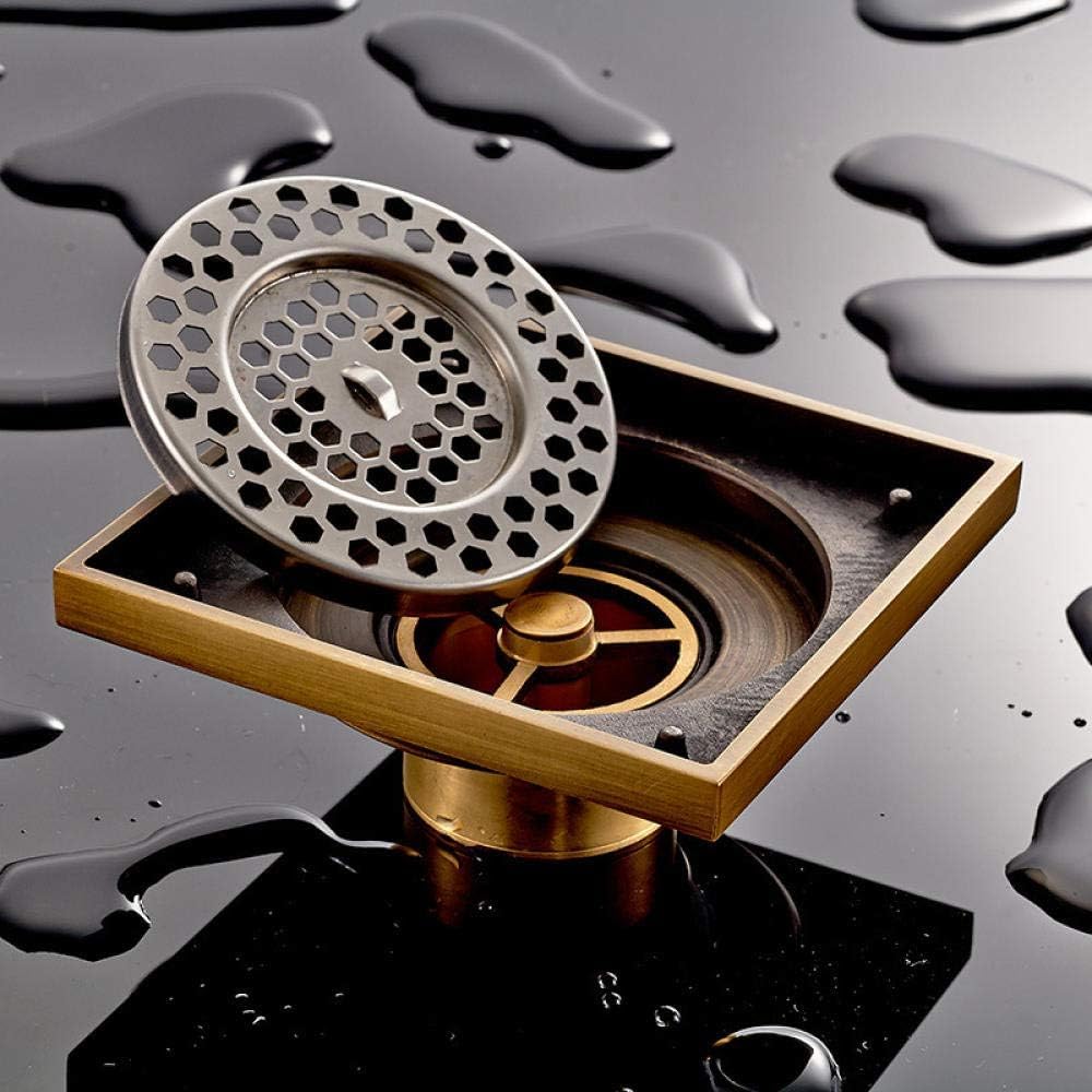 Siphon de Sol, Filtre à Grille en cuivre sculpté Antique for Salle de Bains, déodorant, Machine Laver, Source vidange Sol Double Usage, Unique