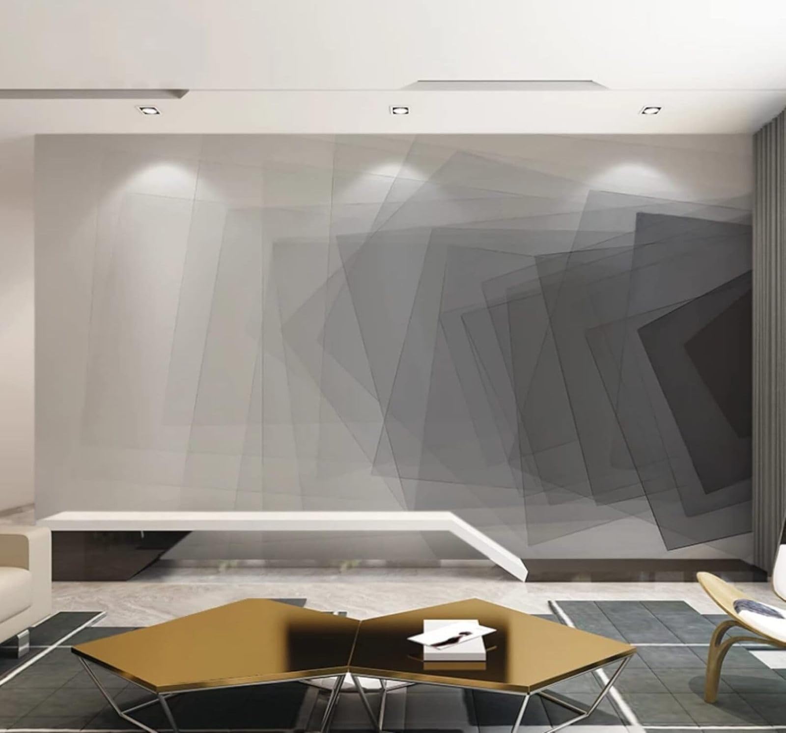 XLMING Minimalist Creative Three Dimensional Grey Geometric 3D Wallpaper Luxury Home Dining Decor Paste Sofa Living Room The Wall for Bedroom Mural-200cm×140cm