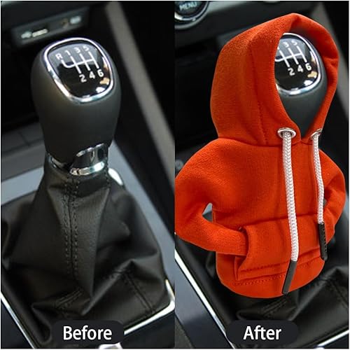 Miniatura 4 de JOYCOURT Funda para palanca de cambios de automóvil, sudadera con capucha de moda, perilla de palanca de cambios para invierno, cálido, para