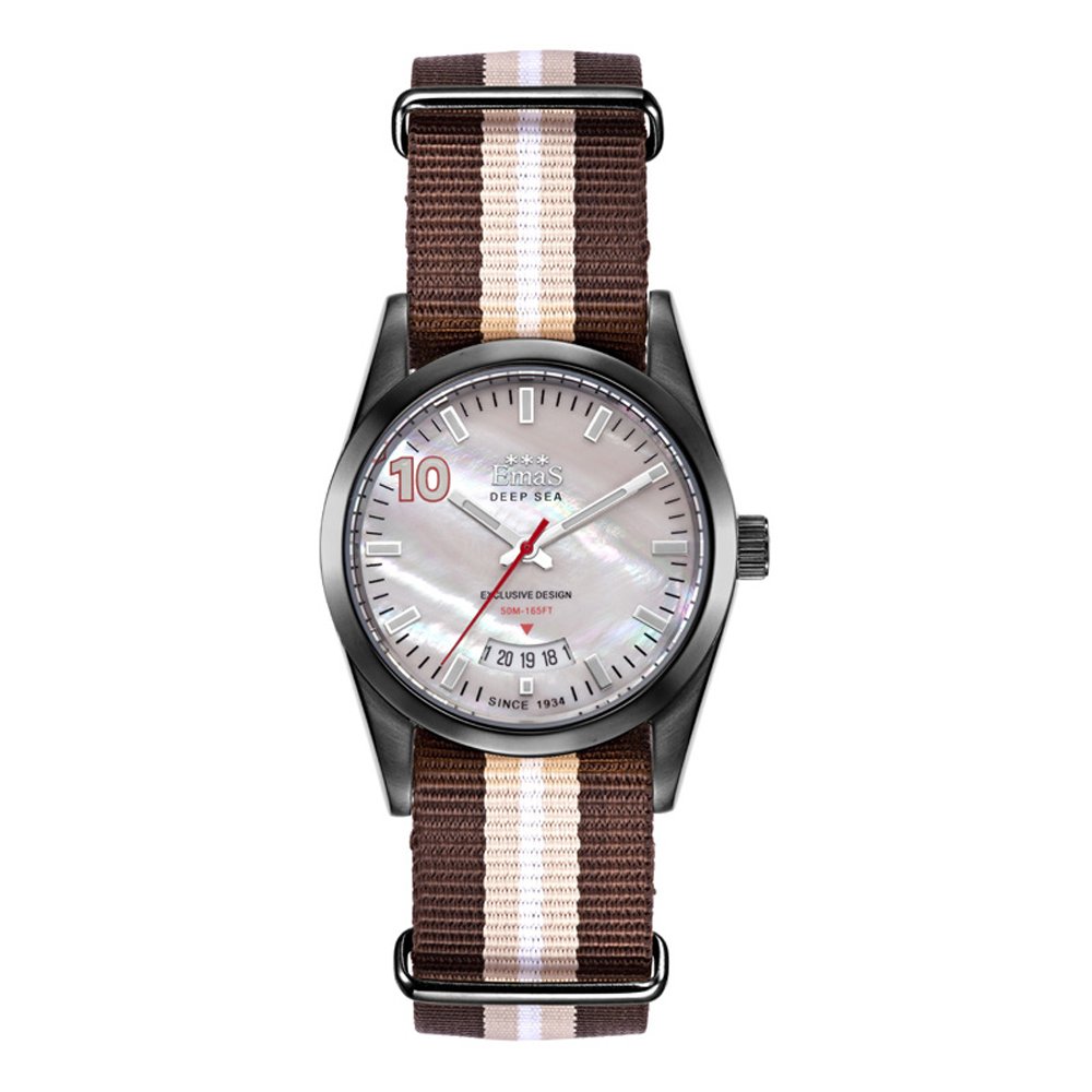 Montre de plongée Deep Sea Quartz Emas lisible avec date et nacre - 3