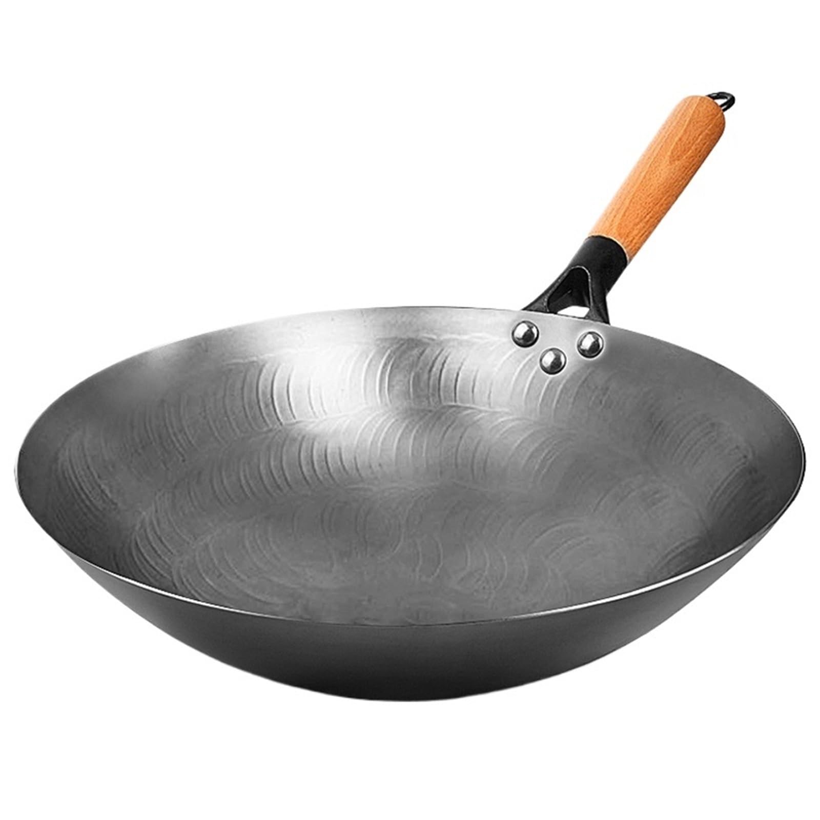 ASerZenith Wok Pan Uncoated Iron Wok Handmade Pan,34Cm