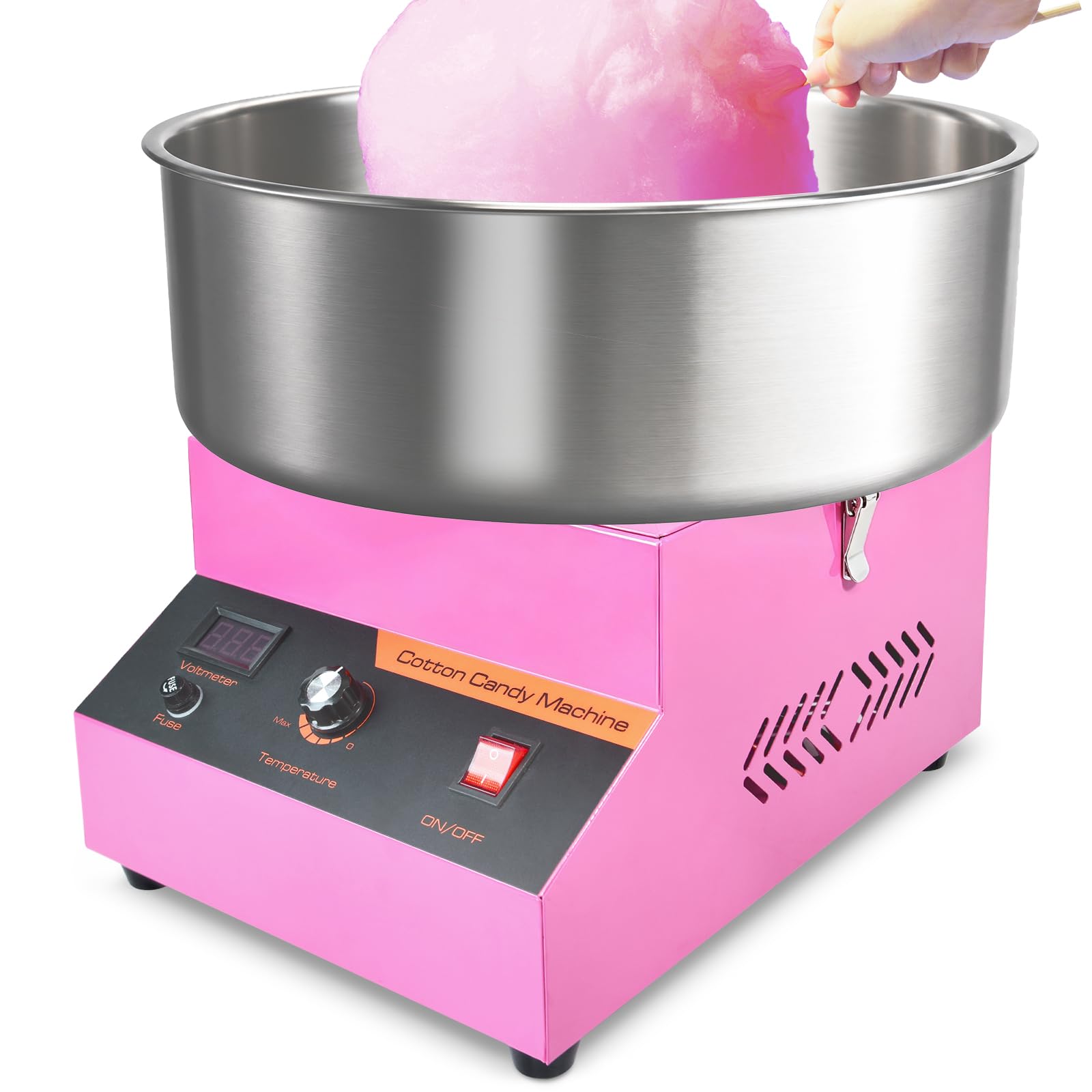 Máquina profesional de algodón de azúcar de 1000 W, ideal para postres comerciales, perfecta para cumpleaños, fiestas, salones, mercados y actividades familiares. Rosa.