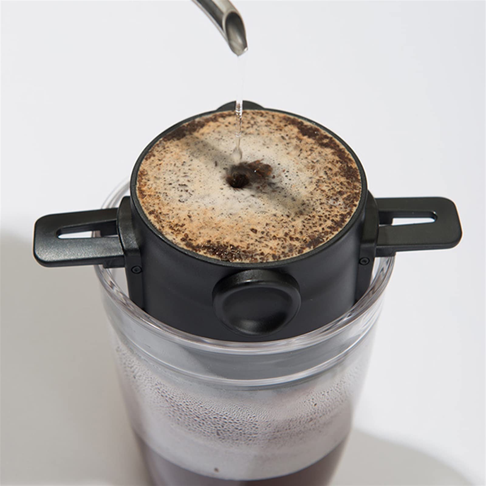 JINGYAN Filtros de café plegables y portátiles, de acero inoxidable, para tazas de té, reutilizables, sin papel, coladores de goteo (blanco)