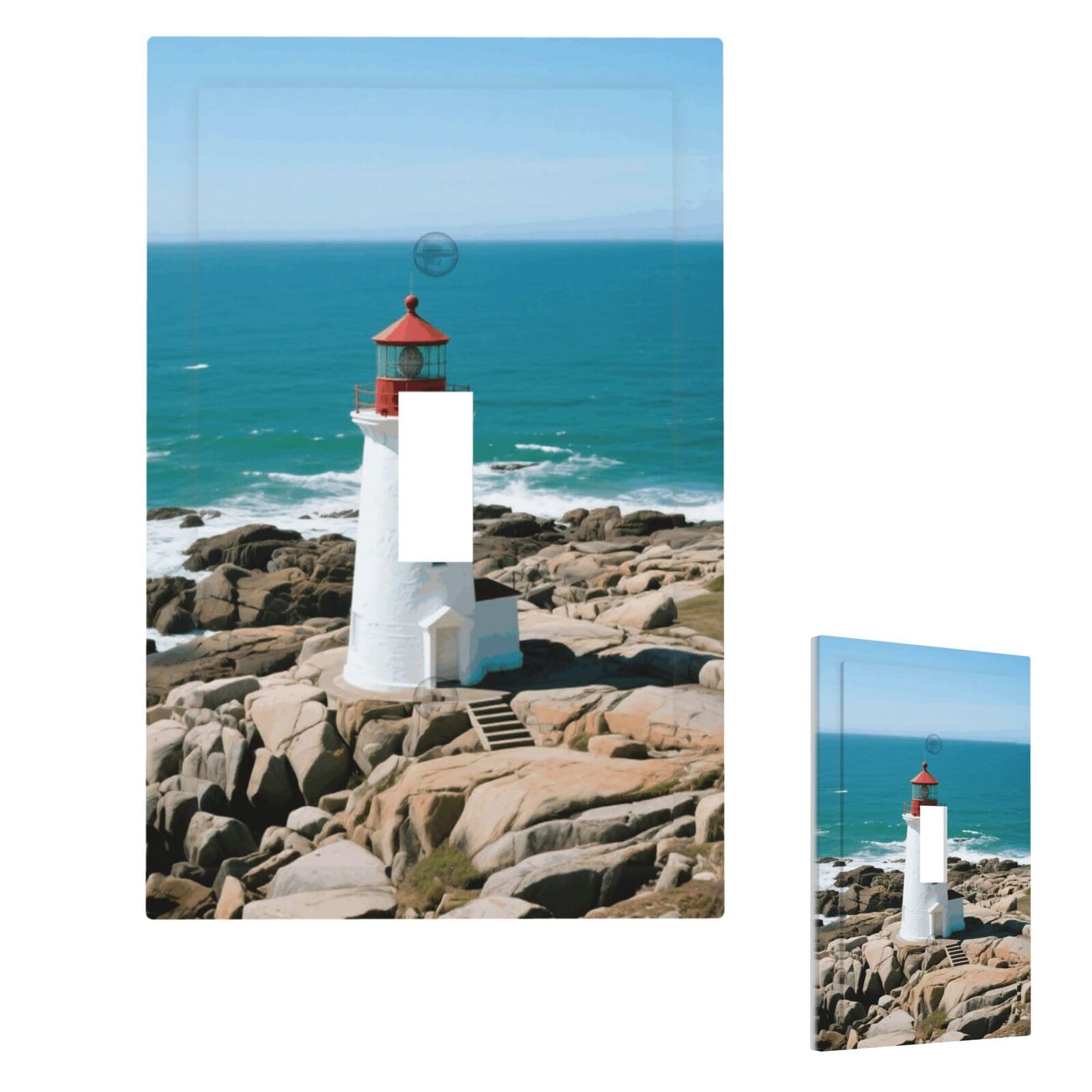 Lighthouse Wall Plate Cover Modern Decorative 1 Gang Light Switch Cover Unbreakable Receptacle Outlet Covers For Living Room Bedroom Home Decor Single Toggle
