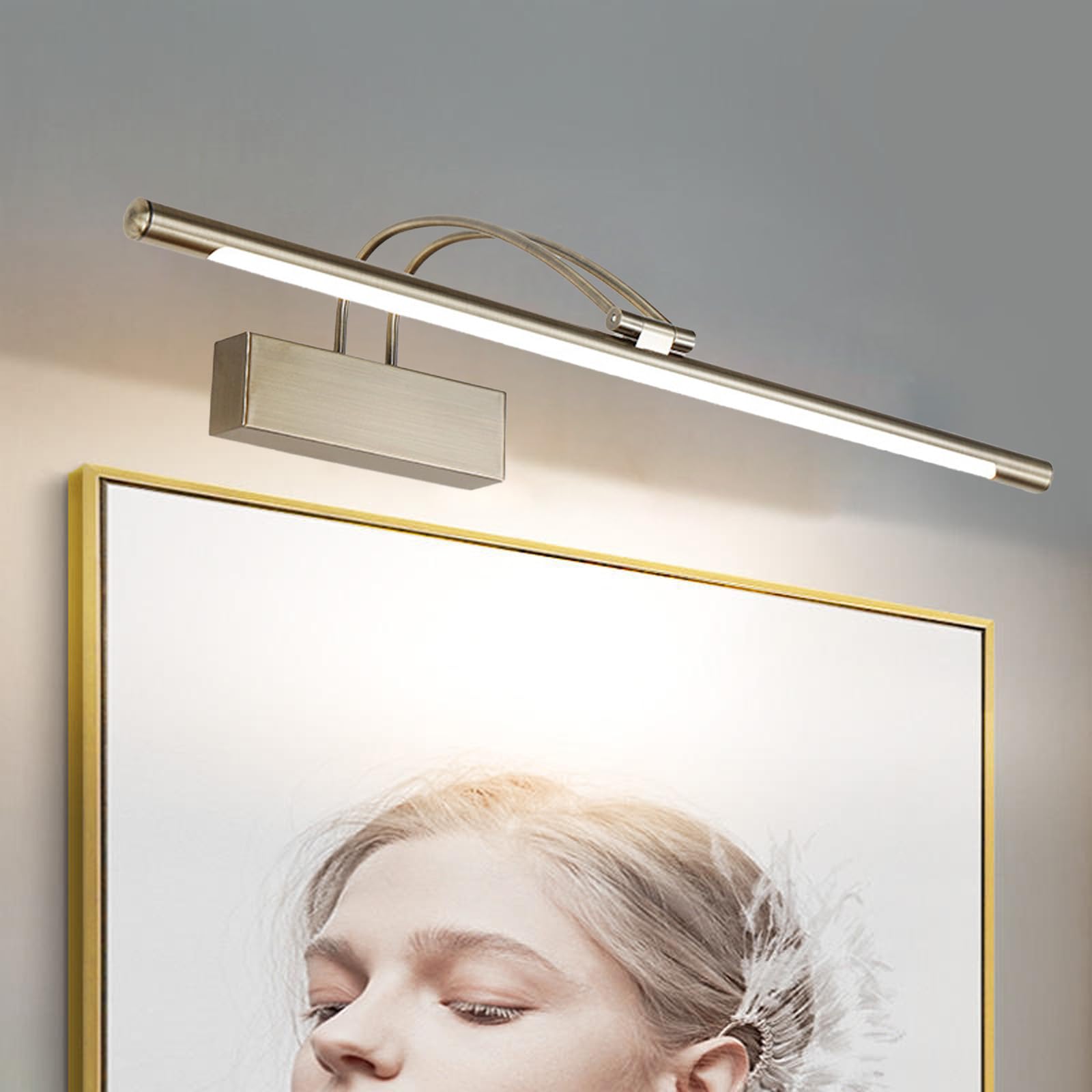 LED Spiegelleuchte Bad Wandleuchten mit 240° Schwenkbarem Faltbar Lampenkopf Wandbeleuchtung Modern Wasserdicht Wandleuchte für Wohnzimmer Badezimmer Schlafzimmer (Bronze Natürliches Licht,81cm)