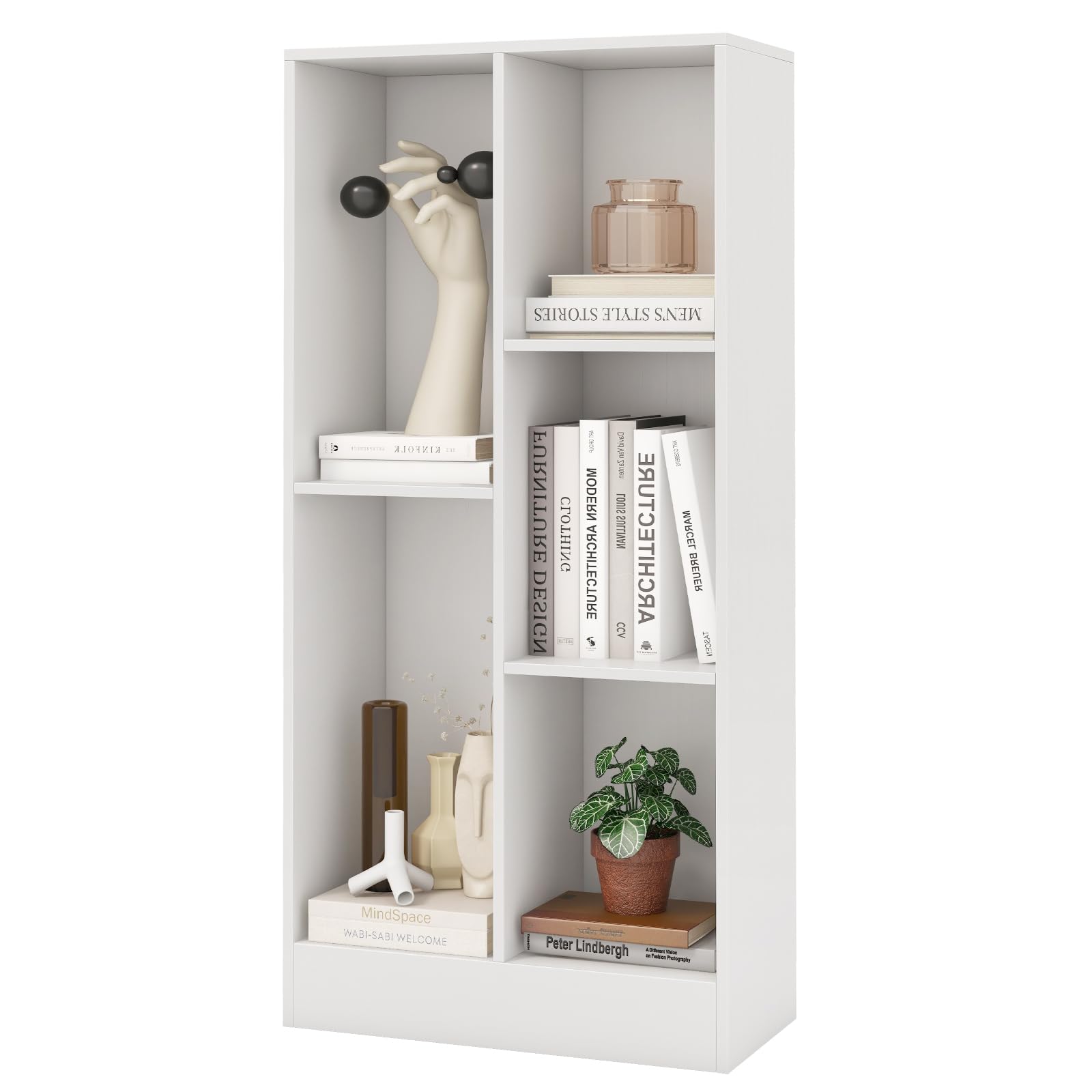 COSTWAY Wooden Cube Bookcase, 3 Tier Open Storage Shelving Unit with 5/7/8/10 Compartments, Freestanding Display Bookshelf for Living Room, Kids Playroom and Study (White, 50 x 24 x 104cm)
