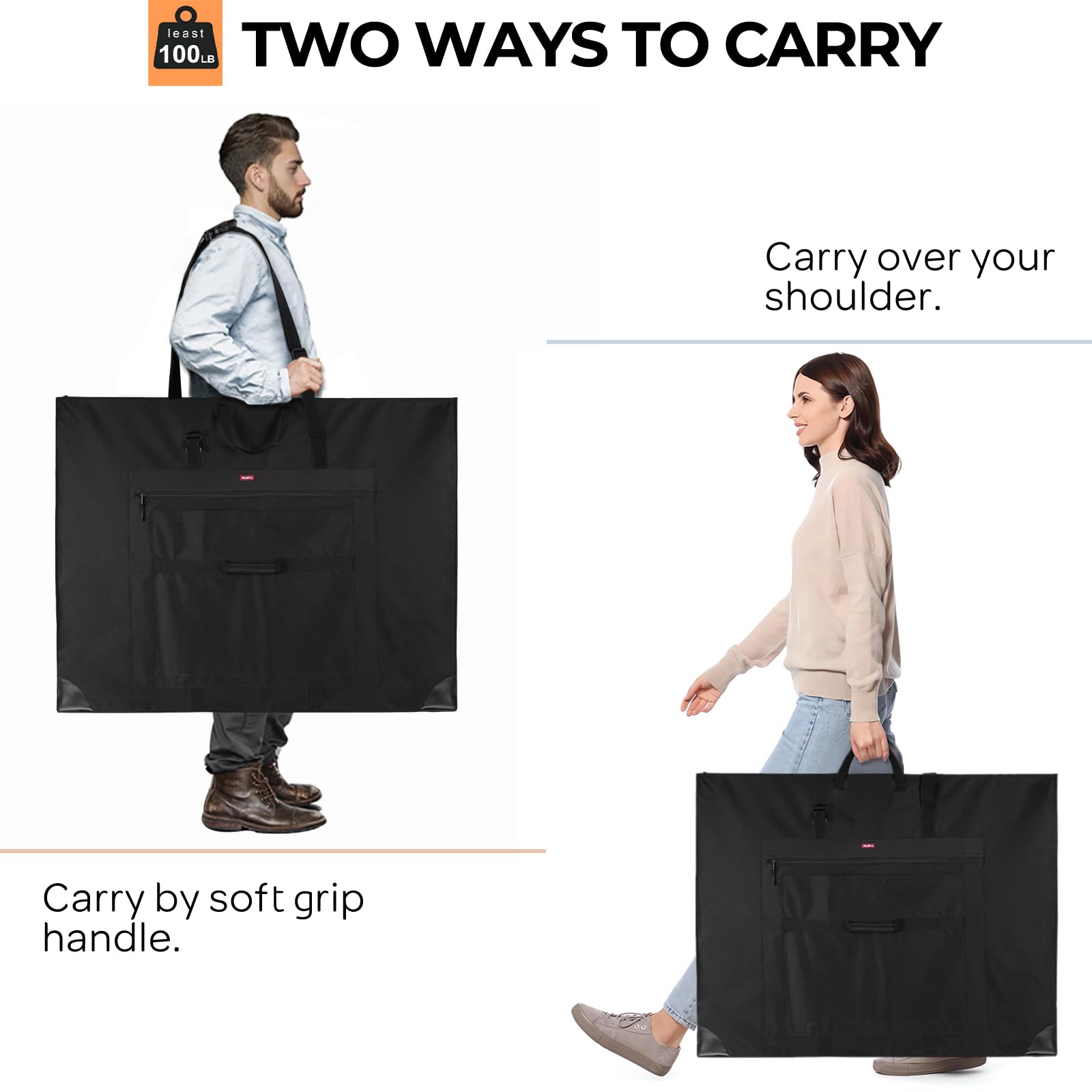 Nicpro Ampia custodia a soffietto per arte, 81,3 x 106,7 cm, borsa grande per opere d'arte | Tracolla regolabile, tessuto 600D, angoli in pelle resistente, impermeabile, portfolio per schizzi su tela artistica