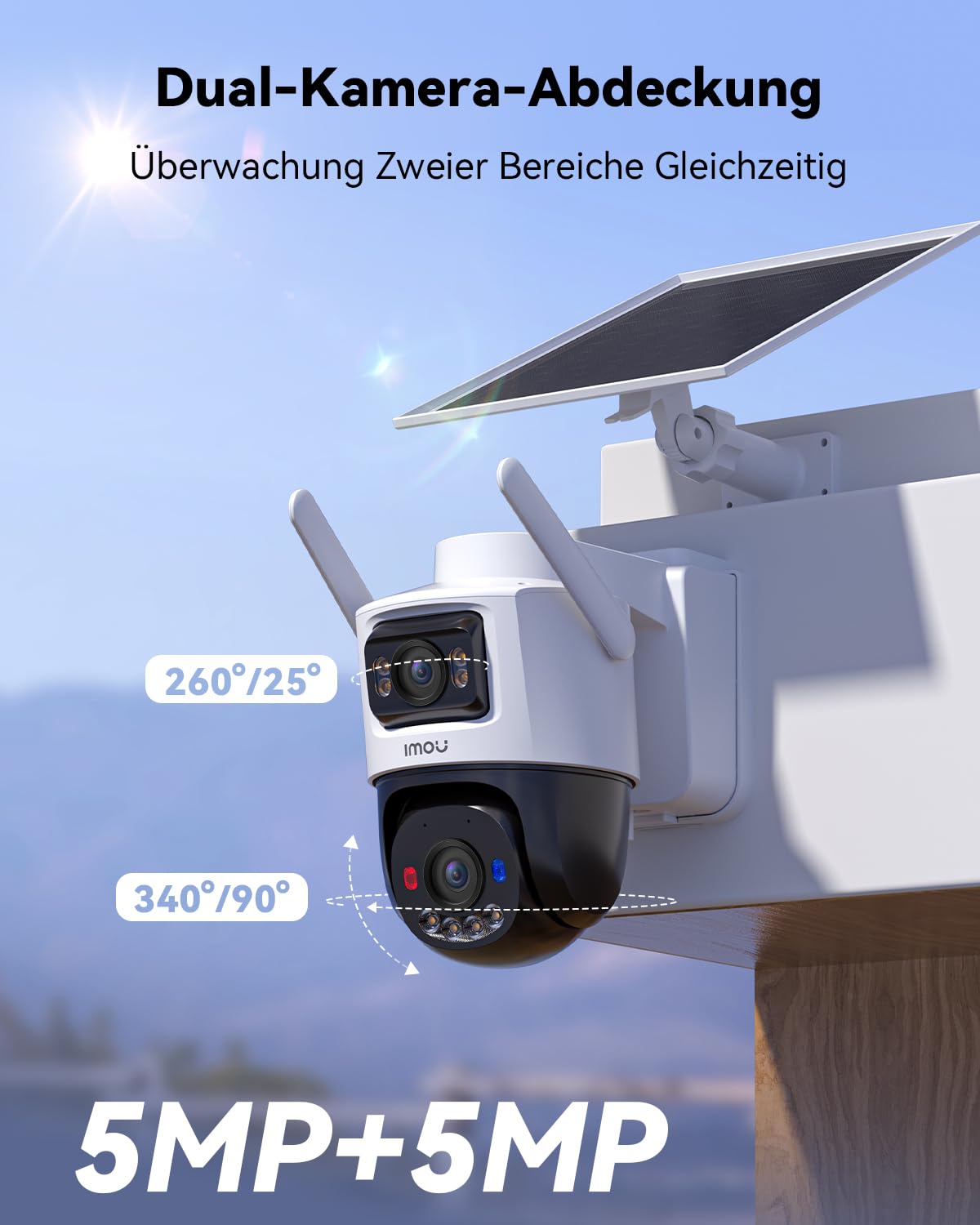 Imou 3K+3K Dual-Objektiv Überwachungskamera Aussen Solar 24/7 Aufzeichnung