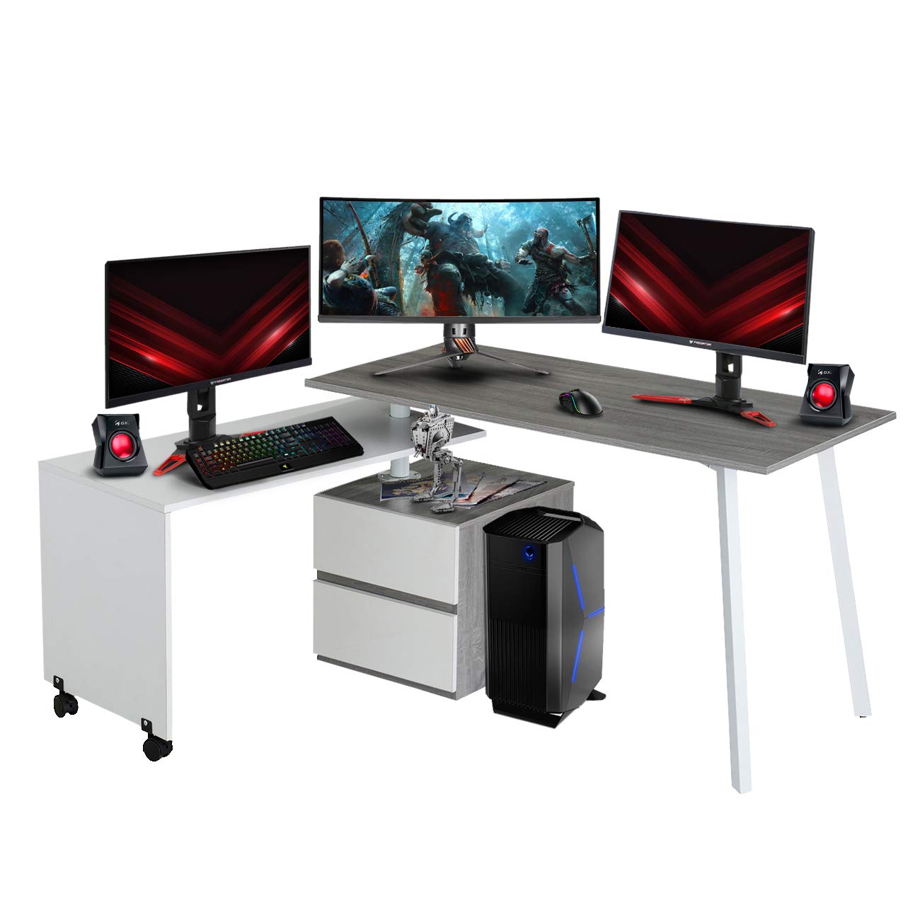 Buy TECHNI SPORT Gaming Desk Collection LShaped Gaming Desk, Black