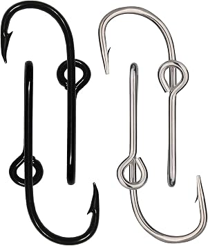 4 PCS Hat Clip Hats Pins Fish Hook Hooks Custom Hook Set High Carbon Steel, Silver, Black