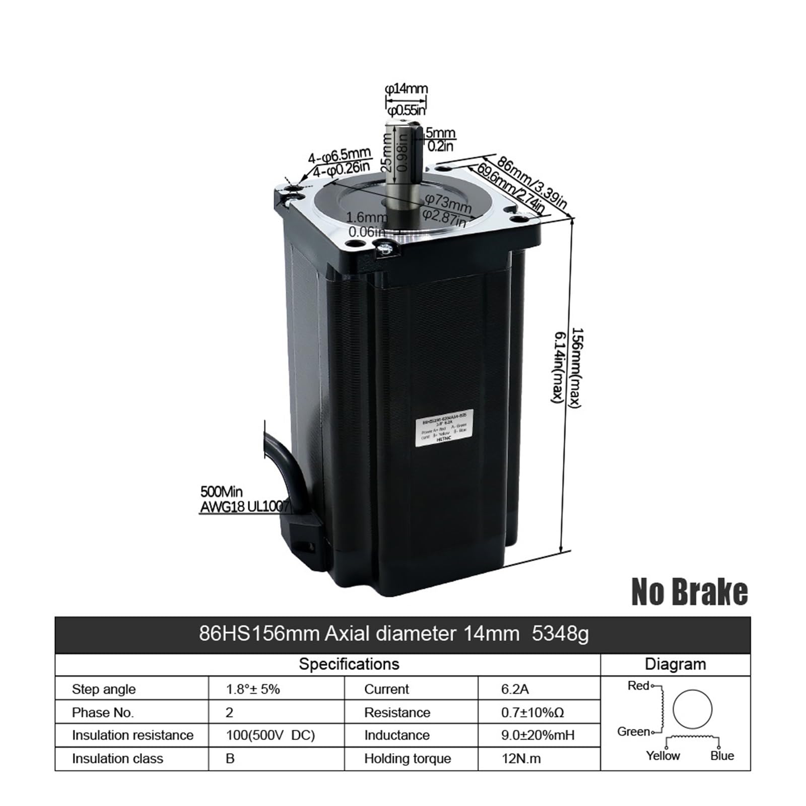 Stepper Motor Open Loop DC Engines 4.5Nm 8.5Nm 12Nm with Driver DM860H+ AC 100-120V,200-240V Power Supply for CNC Router 1Pcs(12Nm 1714ozin Kit)