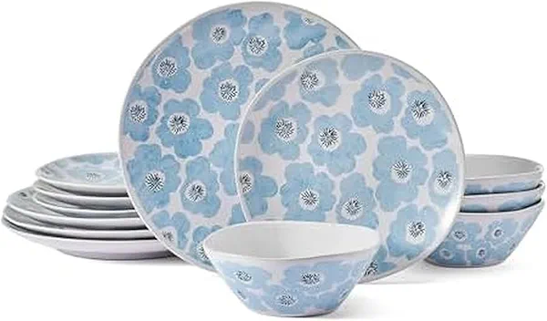 Pfaltzgraff Radiant Floral Bloom 12 Piece Plate Bowl Dinnerware Set, Service for 4