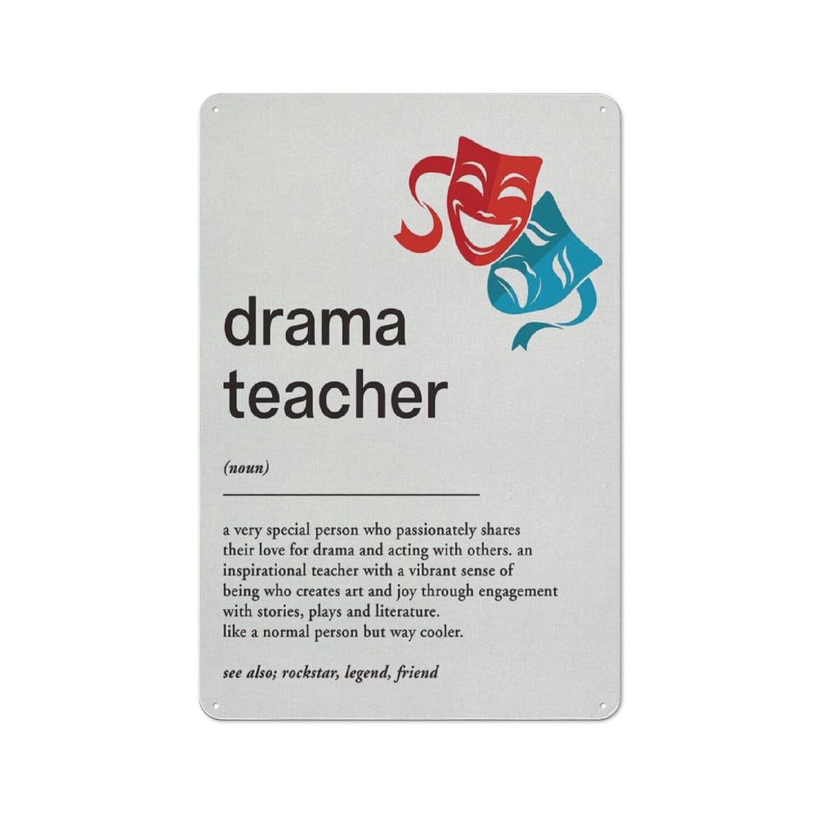Jaesxxco Tin Sign4 Metal Posters Metal Signs Motivational Drama Teacher Vintage Tin Signs Drama Teacher Definition Print Painting For Home Kitchen Bathroom Parlor Wall Decor 5.5X8 Inch