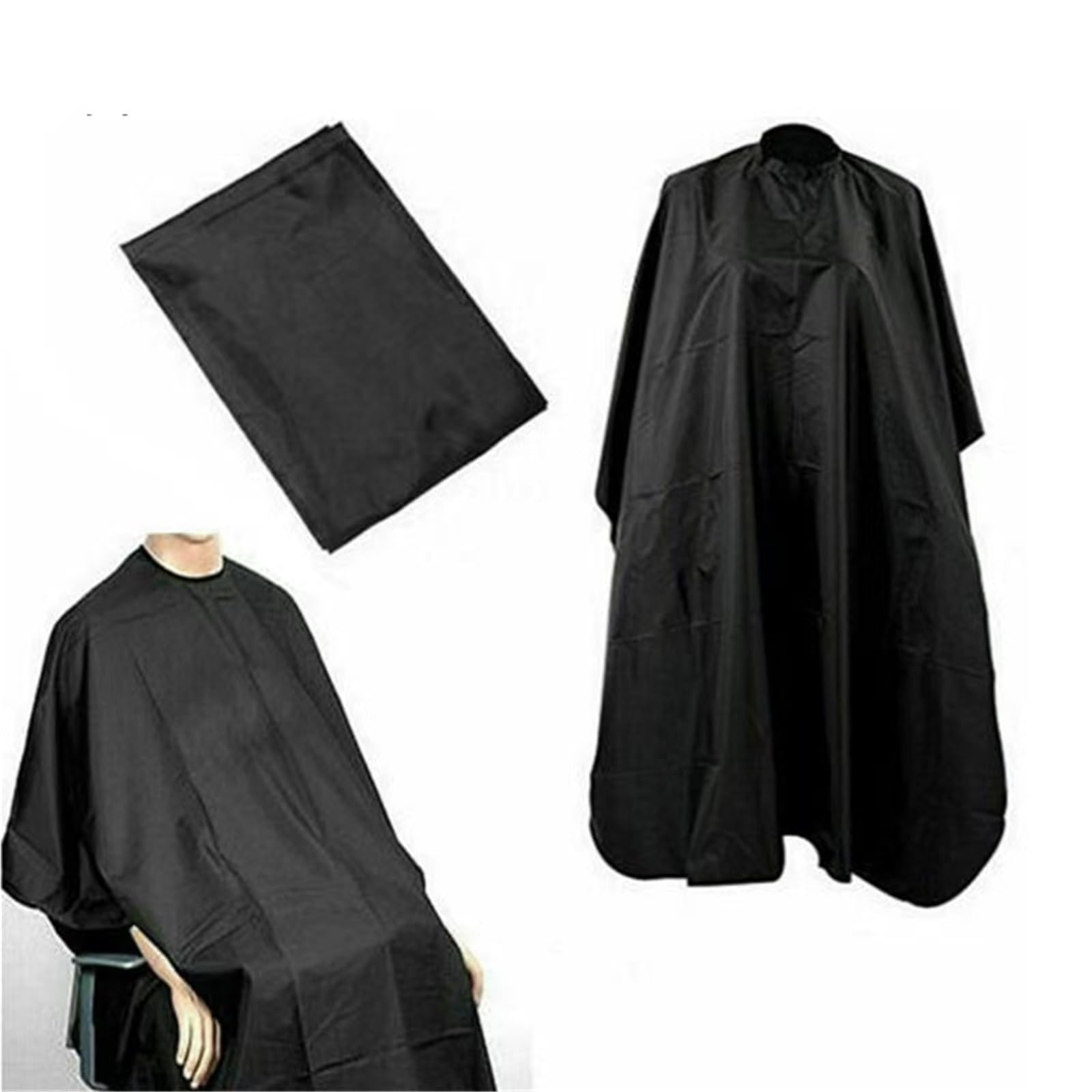 Mantelle per Parrucchiere Grembiule professionale da parrucchiere - Mantella comoda salone, tessuto facile pulire, scollo tondo nero