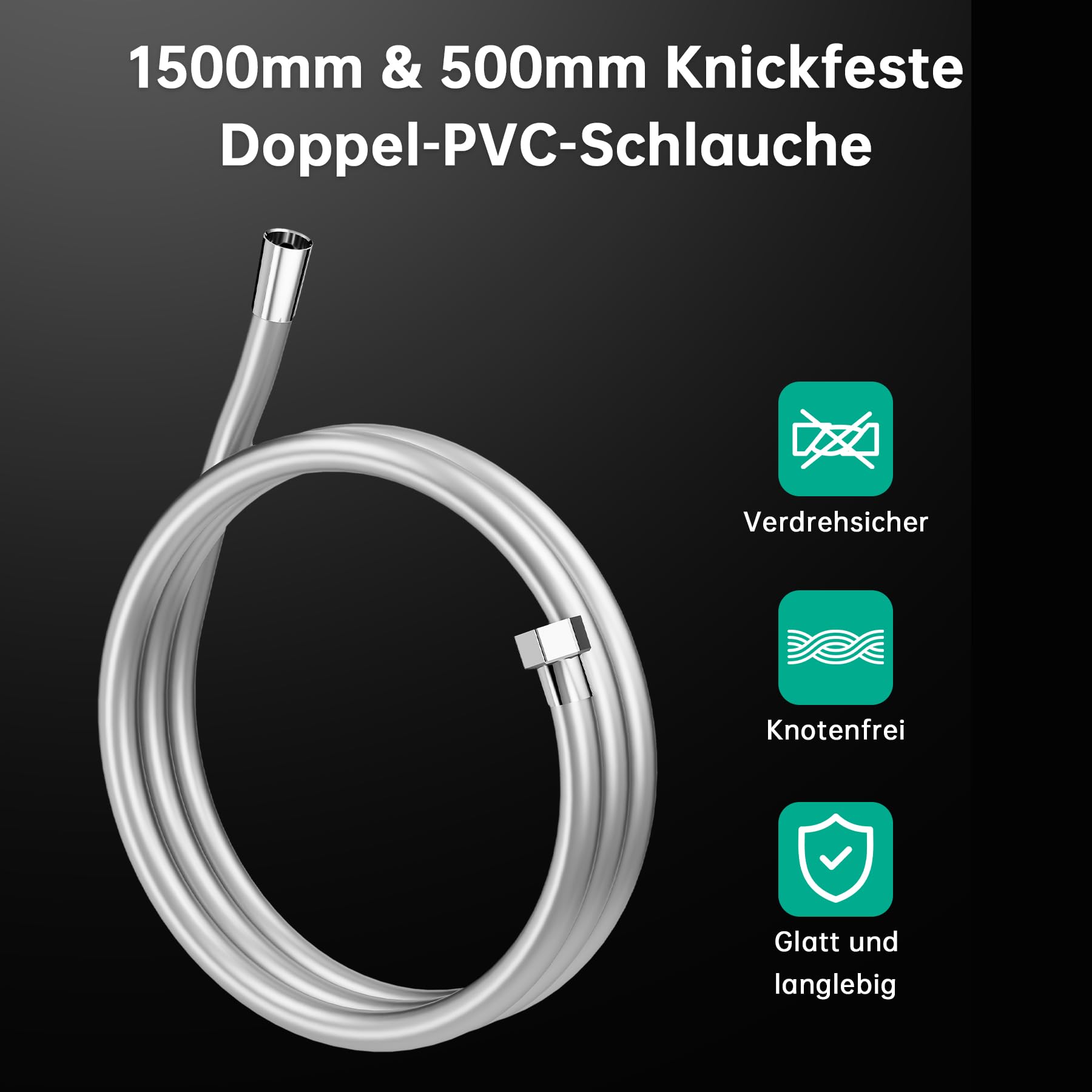 Regendusche ohne Armatur – Duschsystem aus Edelstahl mit Runder Regendusche Duschkopf, Höhenverstellbare Duschstange, Chrom-Oberfläche, für Badezimmer