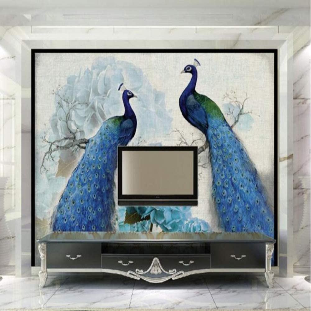 Fotomural 3D Elegante Pareja De Pavo Real Azul Póster De Pared Extraíble Peel And Stick, Fondo De Tv, Calcomanía Decorativa Para Pared, Arte De Pared Para Habitación De Niños, Sala De Estar, Dormitor