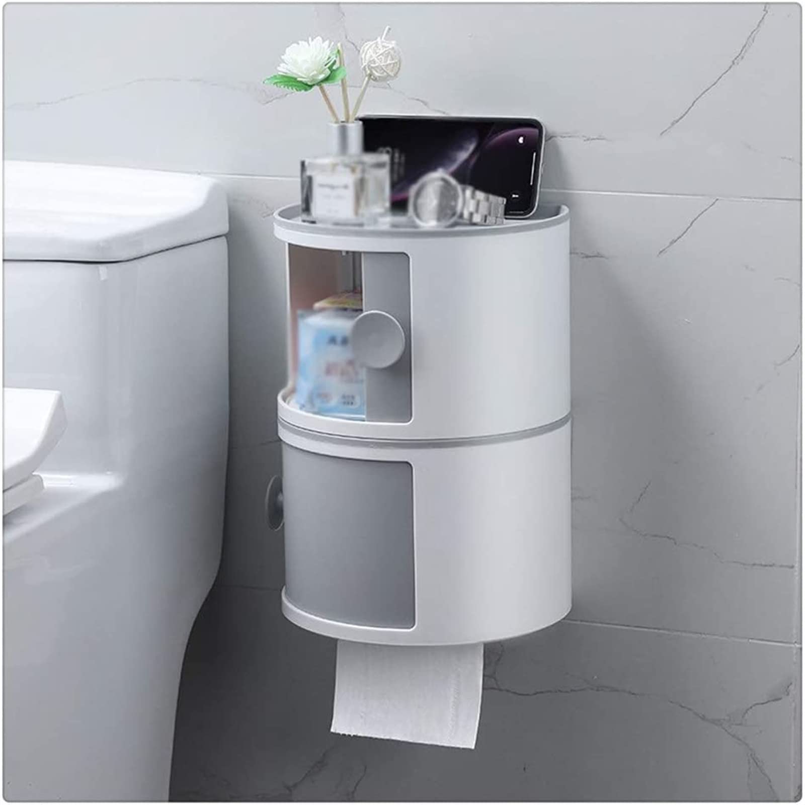 HLTYGWX Portarrollos de Papel higiénico Estante de Papel higiénico Estante de Almacenamiento montado en la Pared Champú Organizador de cosméticos Titular Accesorios de baño para el hogar, Soporte de