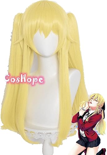 SEIZIS Mary Saotome Cosplay Kakegurui Cosplay 65cm Light Yellow Wig Cosplay Anime Cosplay Wigs Heat Resistant Synthetic Wigs Halloween Coser Wig