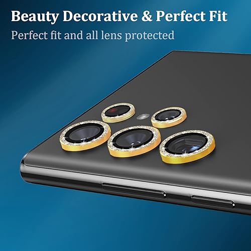 Miniatura 6 de Protector de lente de cámara compatible con Samsung Galaxy S23 Ultra, anillo de aleación de aluminio 9H, vidrio templado antiarañazos, accesorios