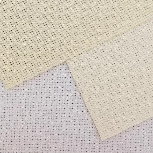 Image of KCS 3 pc of 12 inch x 18 inch 14CT Counted Cotton Aida Cloth Cross Stitch Fabric (White+Natural Antique White+Cream)