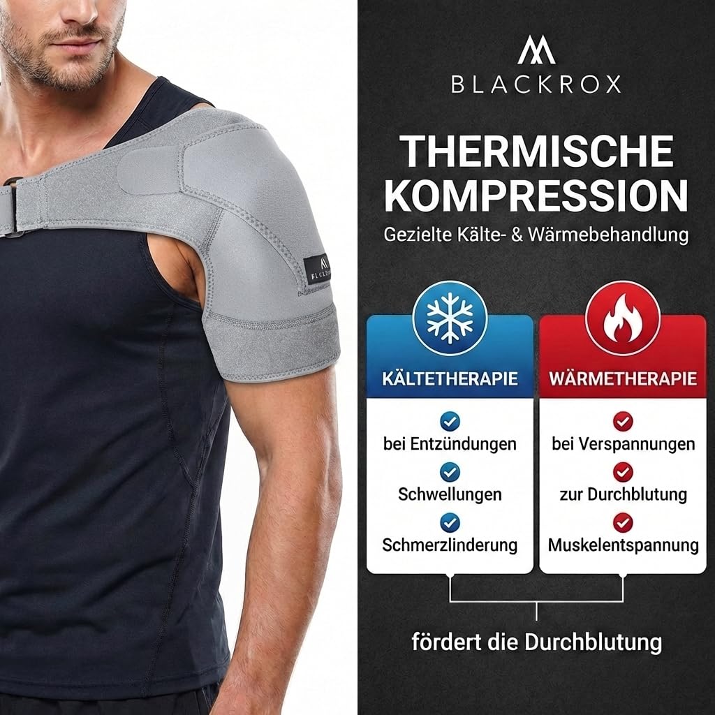 BLACKROX Hombreras [ganador de la comparación 2024] talla única, para hombre y mujer, soporte de hombro, perfecto para deportes, deportes de fuerza y culturismo, OMONROX, gris